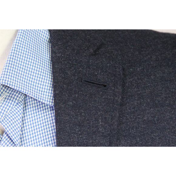 John Varvatos Gray Black Blue Woven Patch Pocket Cashmere Wool Blazer 38R - Picture 5 of 9